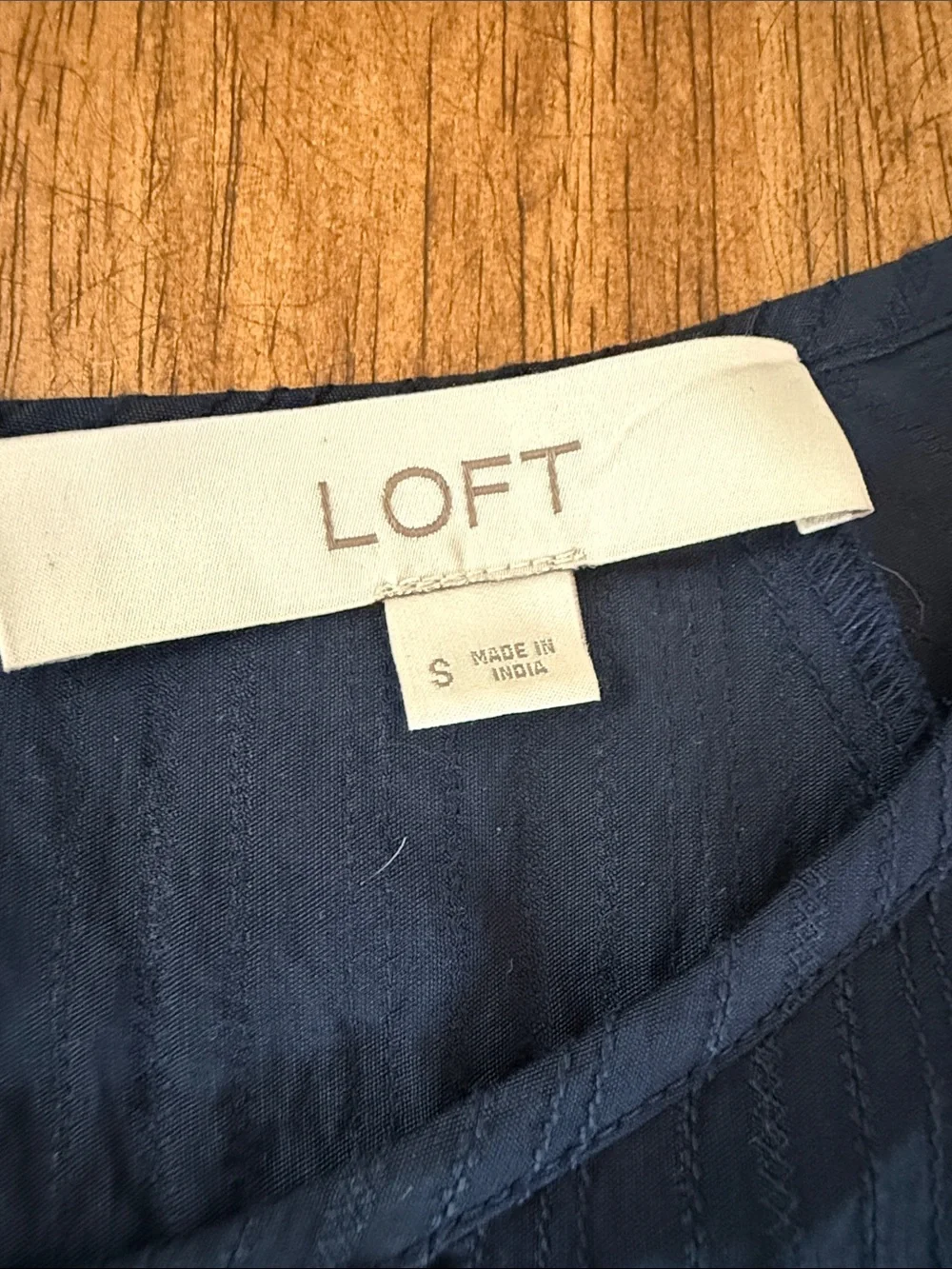 LOFT Deep Navy Puff-Sleeve Peasant Blouse